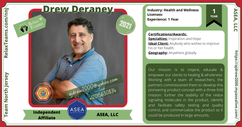 Drew Deraney is an independent who is affiliated with a biotech company who helps proactive individuals transform their health and wellness by giving them easy to follow steps that can help increase their energy, reduce their discomfort and ensure they're feeling great within themselves.