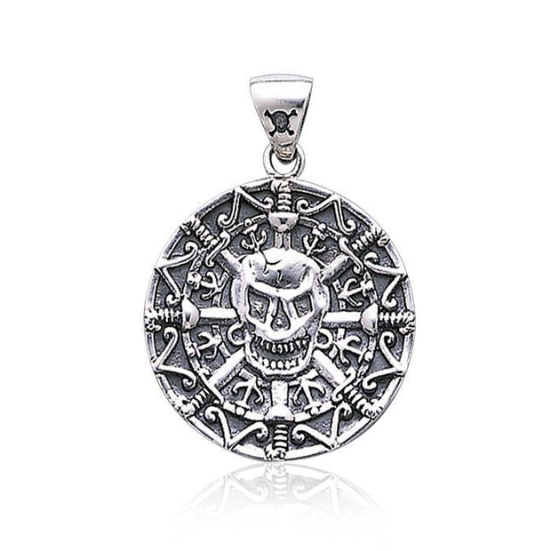 Mayan Pirate Skull ~ Sterling Silver Jewelry Pendant TP3097 Pendant