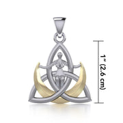 Silver Trinity Goddess Pendant with 14K Gold Vermeil MPD5150 Pendant