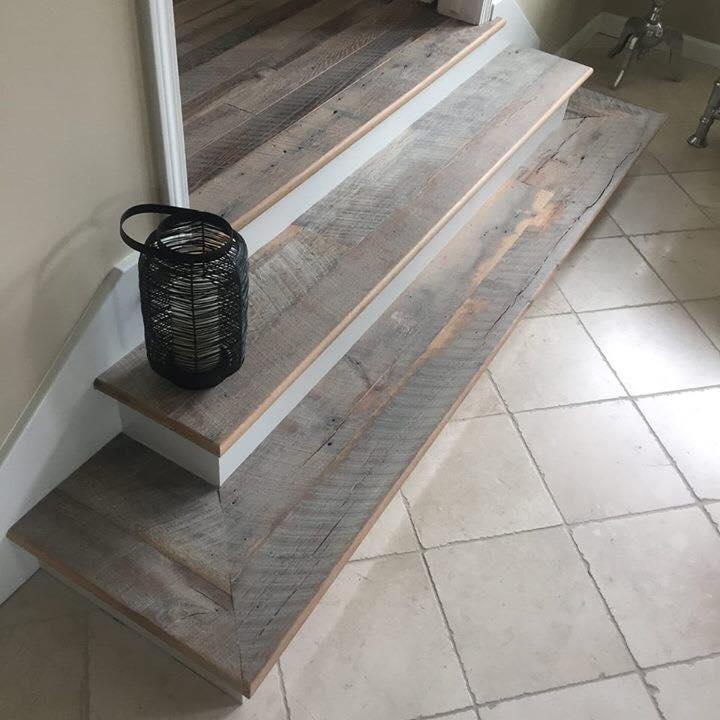 Rustic wood stair steps
