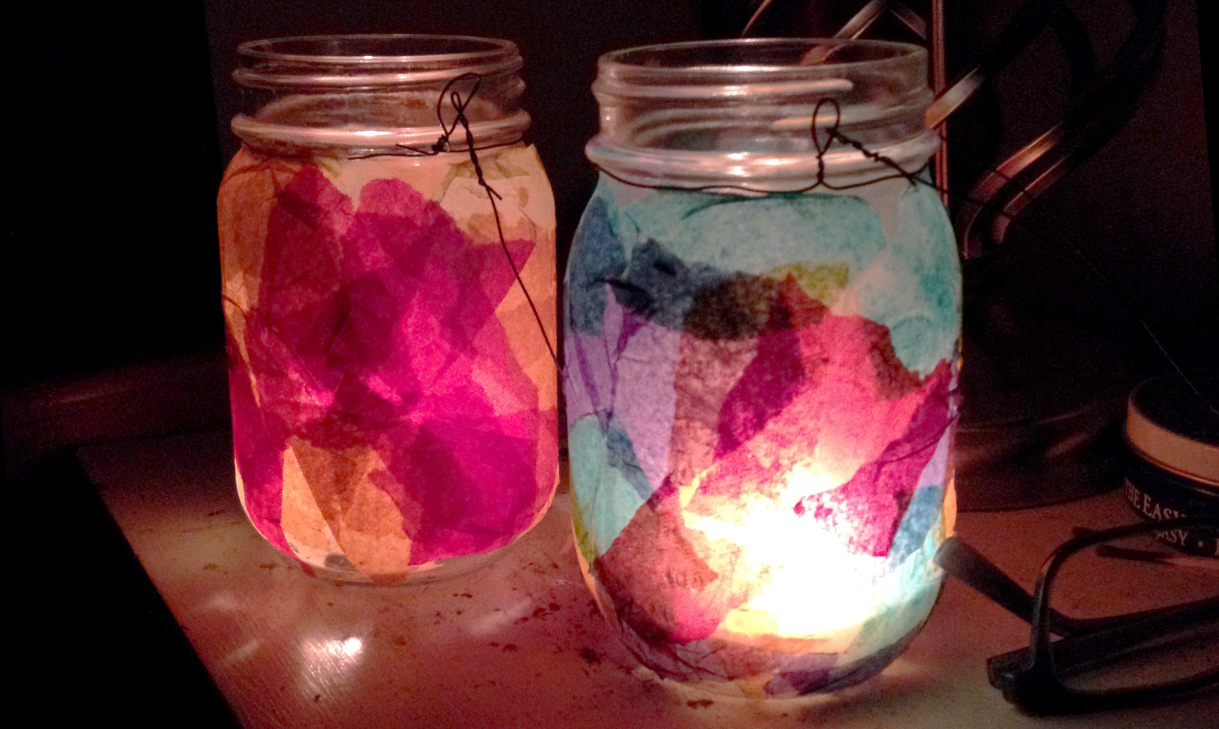 Tissue Paper Mason Jar Lanterns - Design Improvised