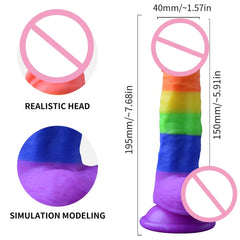 Rainbow Soft Big Realistic Silicone Dildo