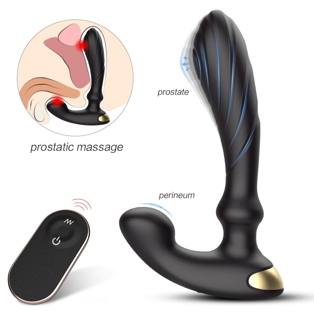 Remote Control Thumping Male Prostate Massager Anal Butt Plug And Dildo Vib...