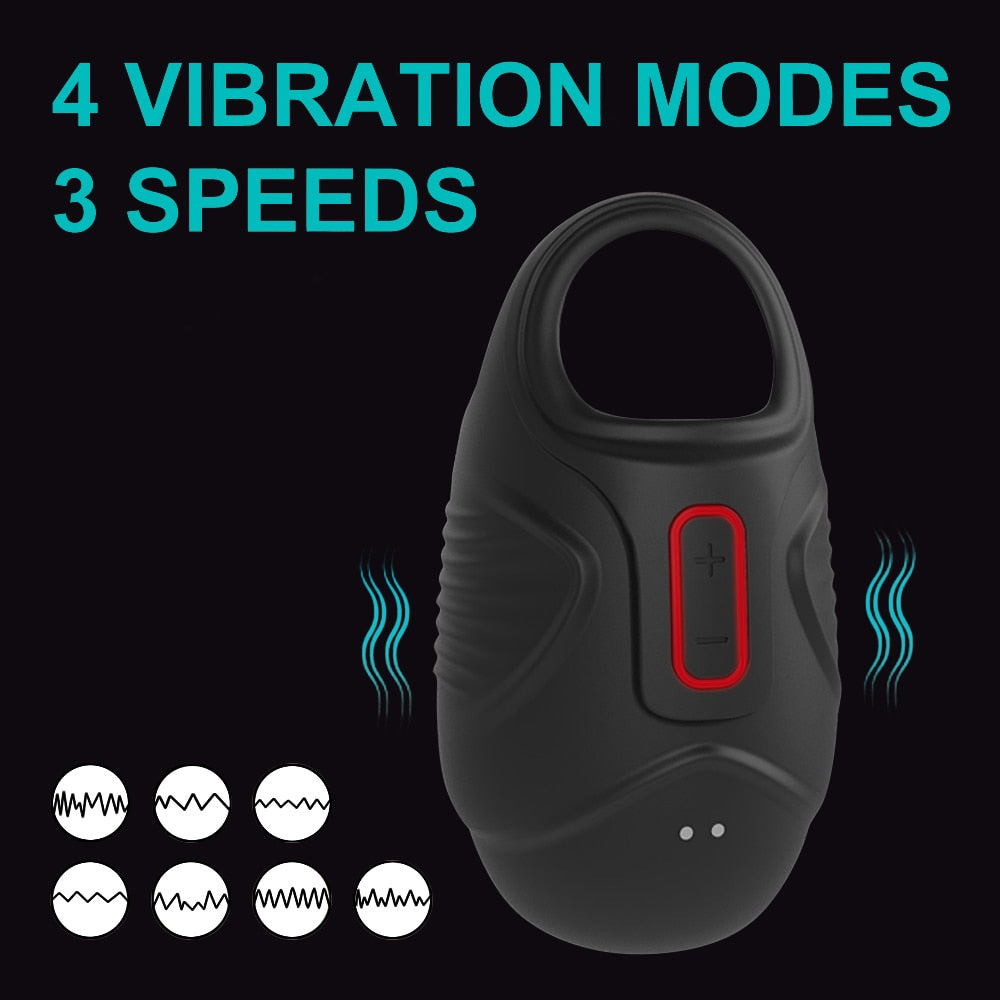 10 Modes Men Scrotum Massager Male Chastity Cage Testicle Bondage Vibr