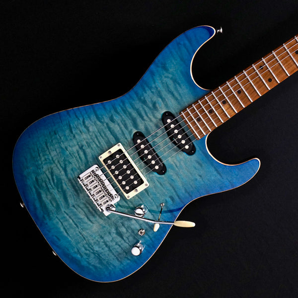 Tom Anderson Drop Top - Bora to Trans Blue Burst with Binding