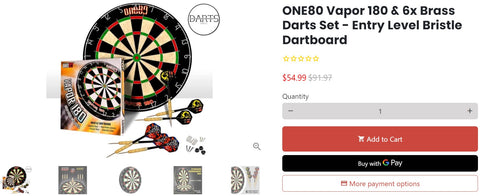 One80 Vapor Dartboard Set including 6 Brass Darts | Darts Direct