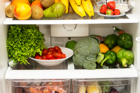 refrigerator stocked with nutritious and colorful food