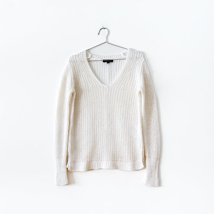 Banana Republic White Linen Knit Sweater | Fold and Fray