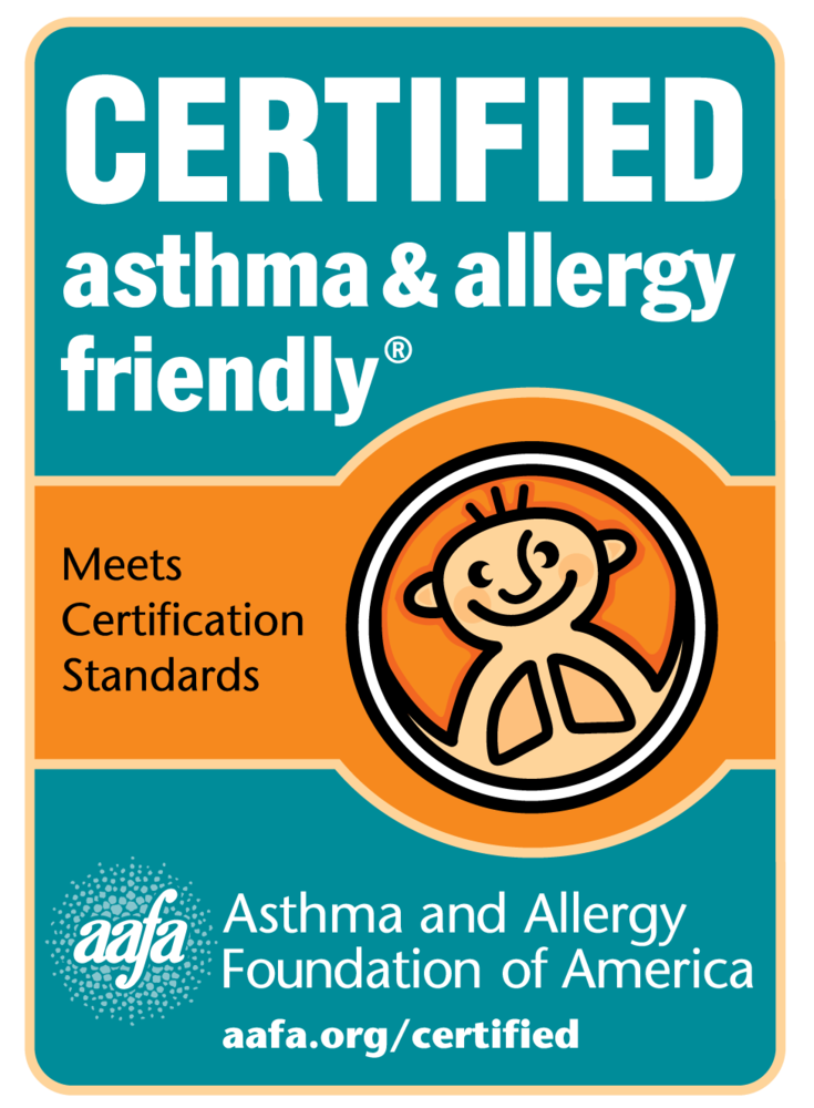 CERTIFIED asthma & allergy friendly. Meets certification standards. By Asthma and Allergy Foundation of America. 