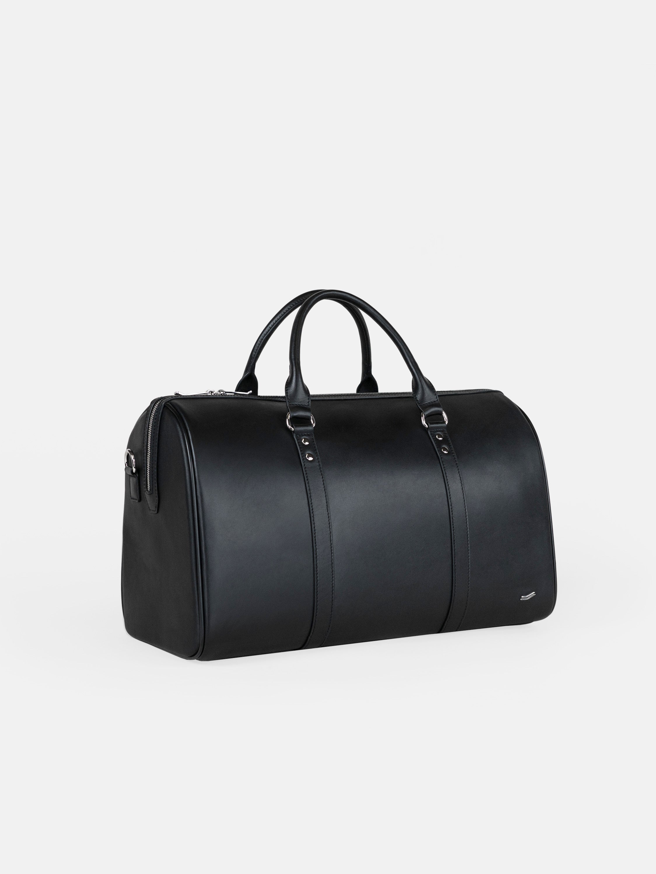 Luxury Leather Cabin Suitcase - Black Italian Leather