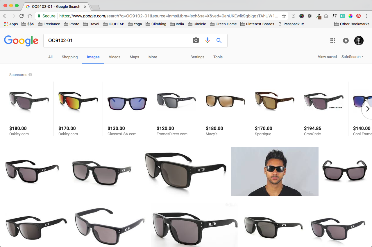 example search on Google for Oakley SKU