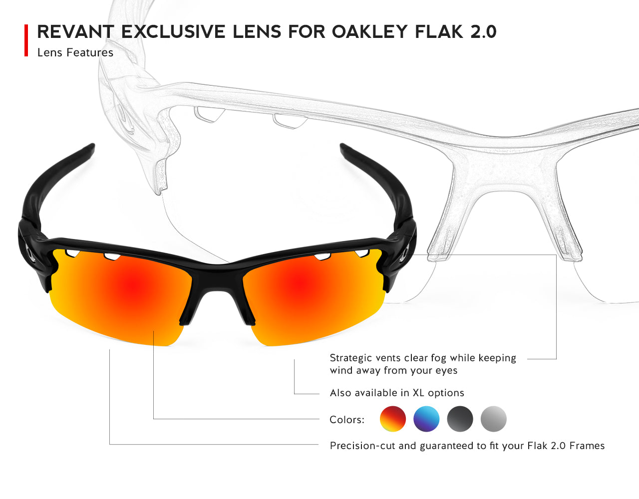 Oakley Flak 2.0 XL Vented Replacement Lenses by Revant Optics