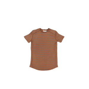 SHORT SLEEVES RIBBED STRIPED TOP