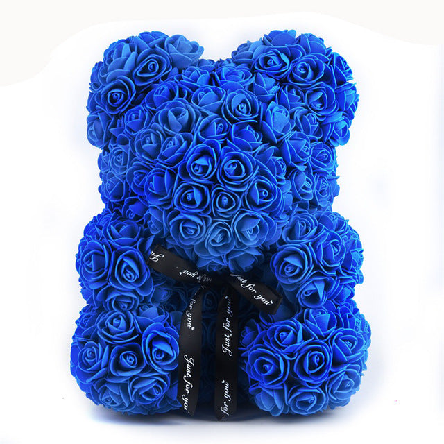 blue rose teddy bear