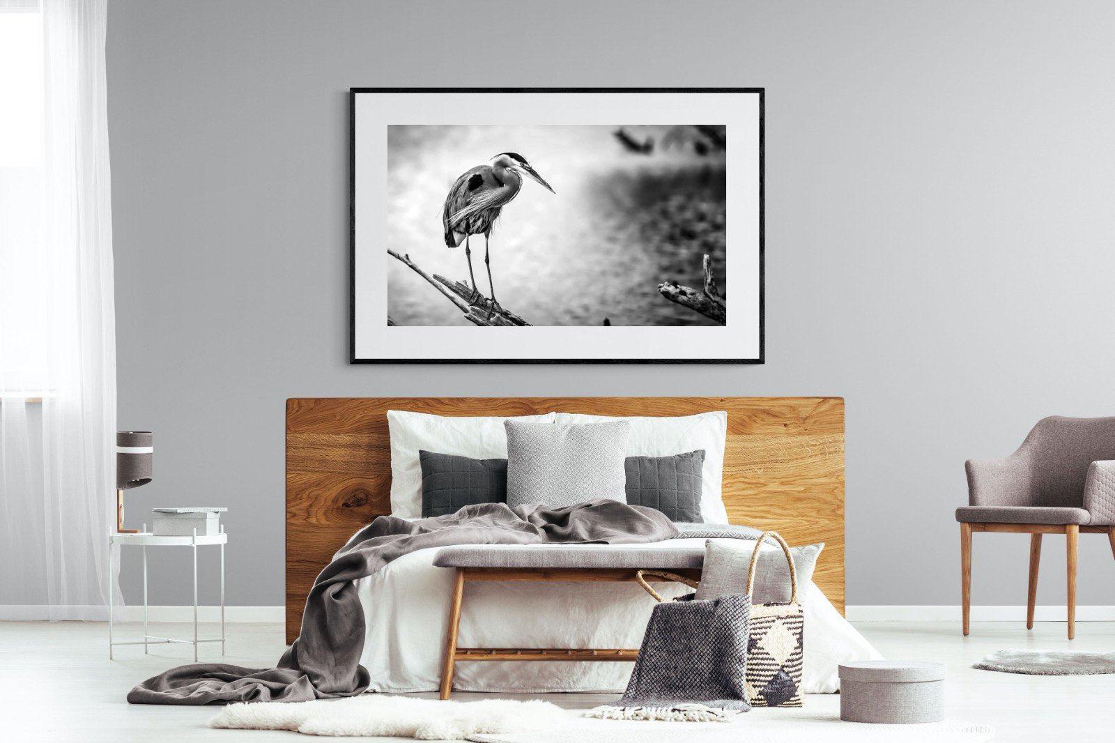 Heron-Wall_Art-150 x 100cm-Framed Print-Black-Pixalot