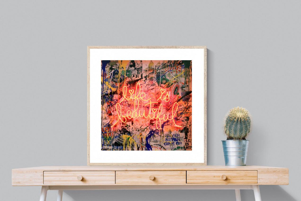 Life is Beautiful-Wall_Art-80 x 80cm-Framed Print-Wood-Pixalot