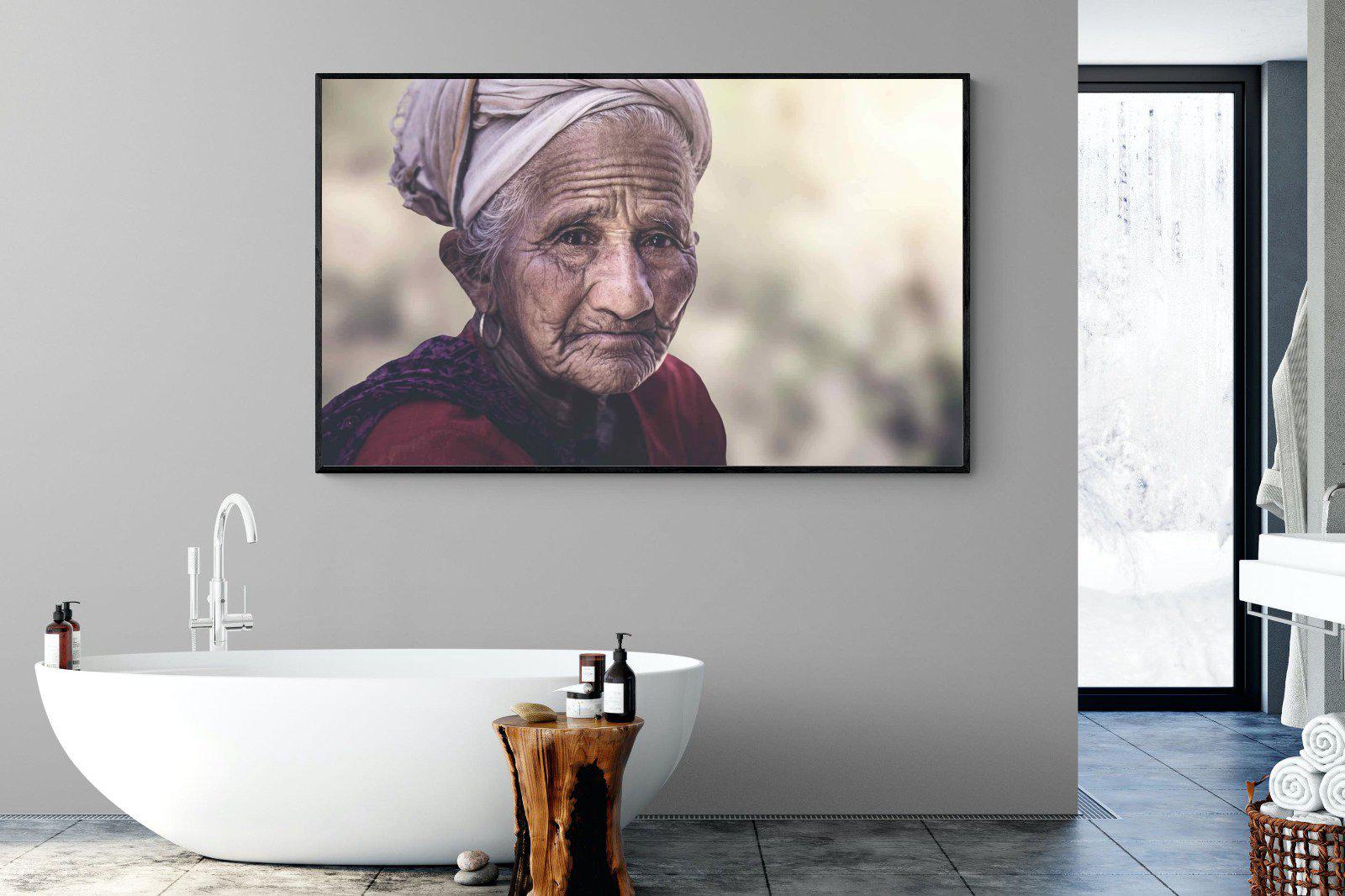 Wise Old Lady-Wall_Art-180 x 110cm-Mounted Canvas-Black-Pixalot