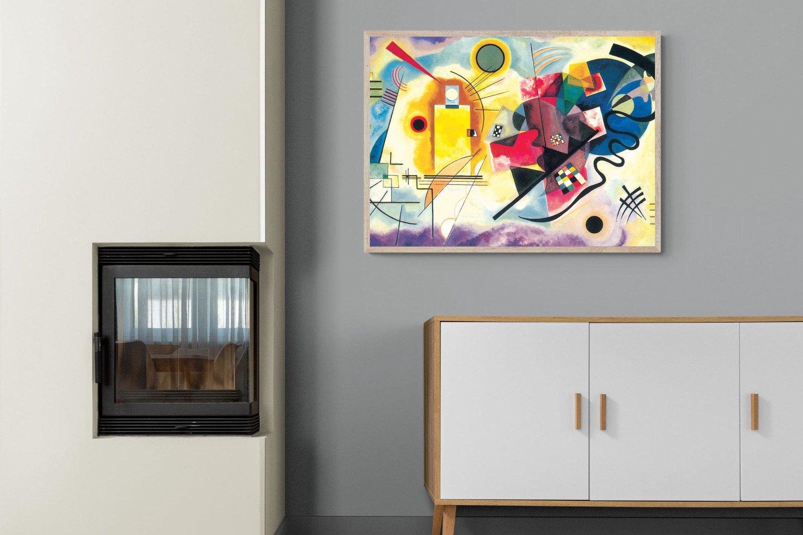 Yellow-Red-Blue-Wall_Art-100 x 75cm-Mounted Canvas-Wood-Pixalot