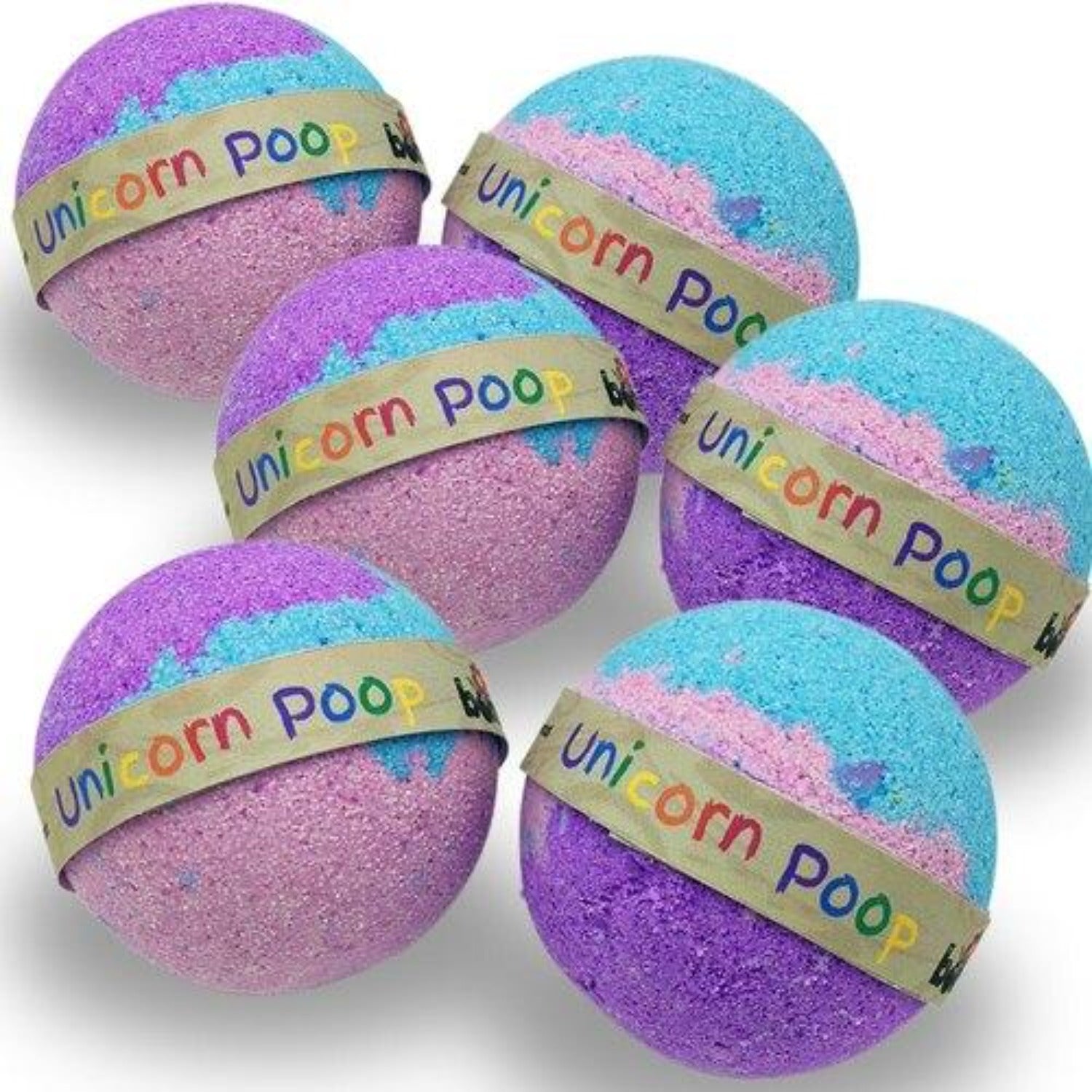 Unicorn Poop all Natural Fizzing Bubble Bath Bomb set of 6 Fun Time Ba ...