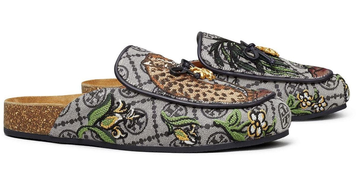 TORY BURCH T MONOGRAM CHARM MULE IN CHEETAH NEEDLEPOINT – The Lavish Loft