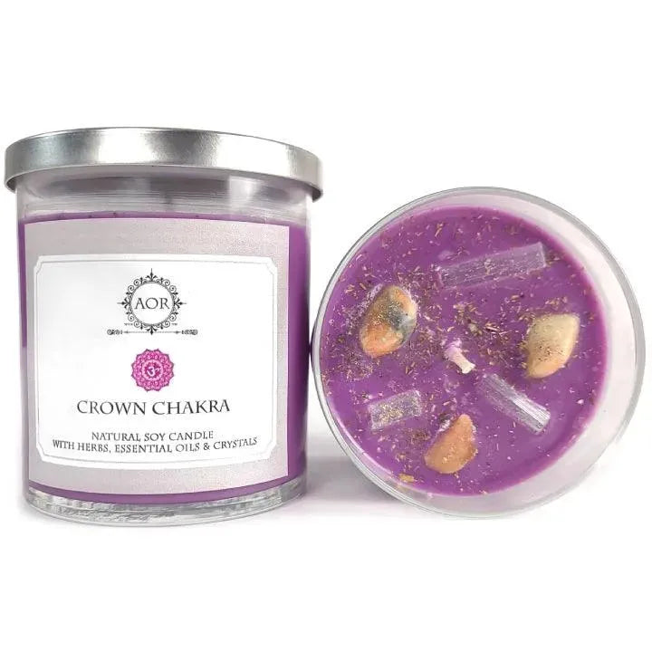 Crown Chakra Candle with Crystals