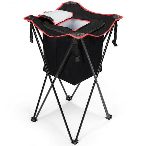 Portable Tub Cooler with Folding Stand and Carry Bag-Black