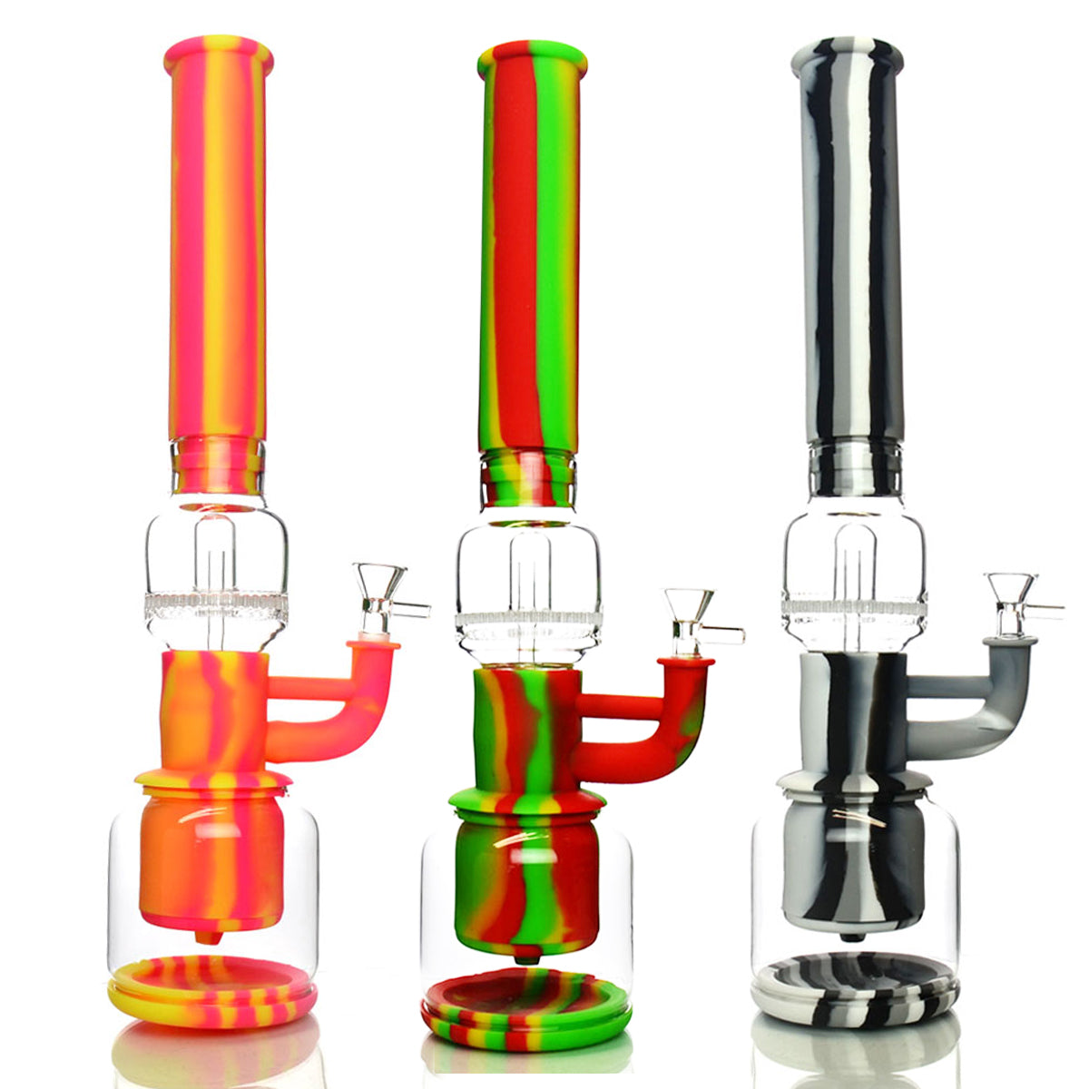 17'' Water PIPE Bong with Honeycomb perc and Glass Base Chamber with 14mm Glass Male Bowl