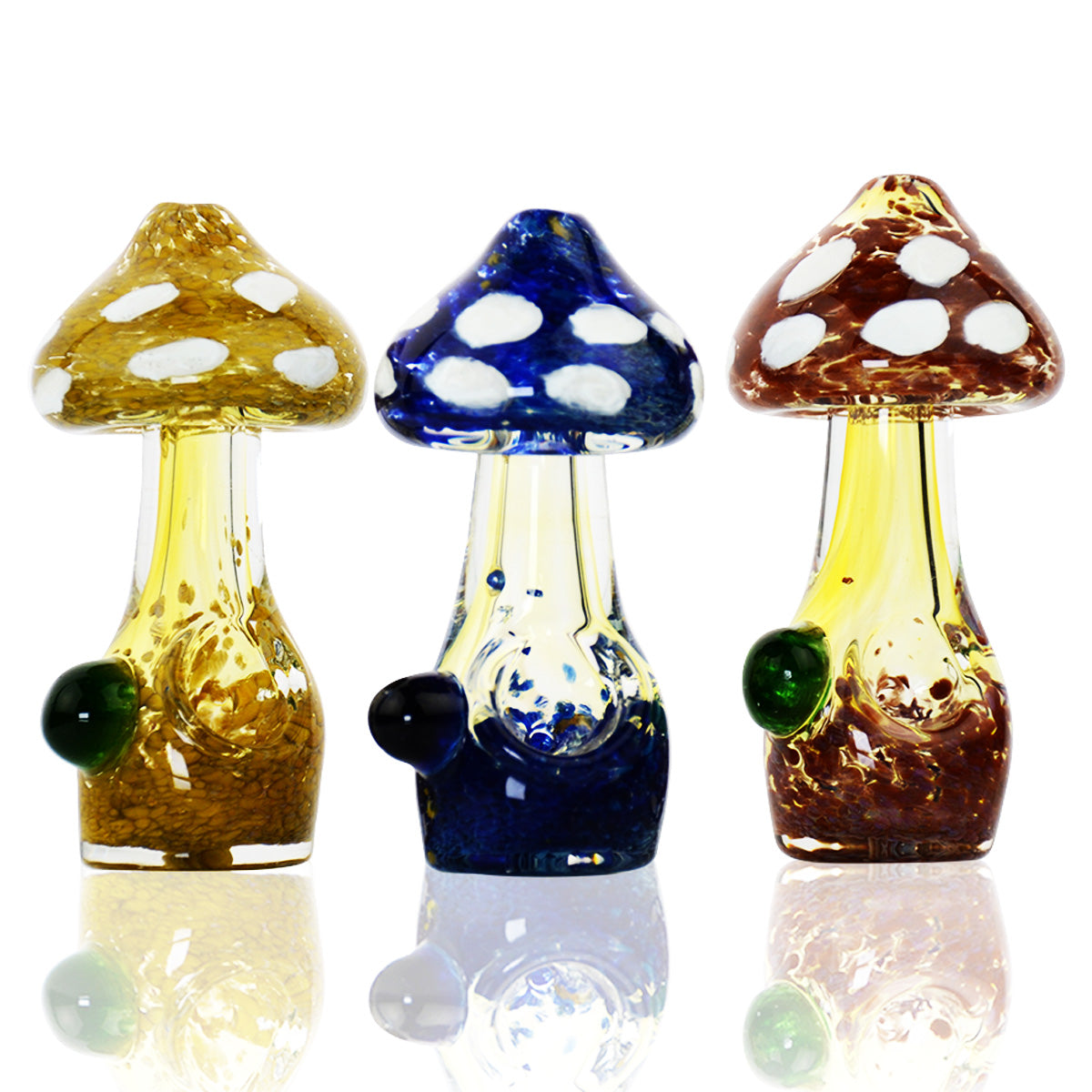 4'' Mushroom Hand PIPE Spoon GLASS Frit Design