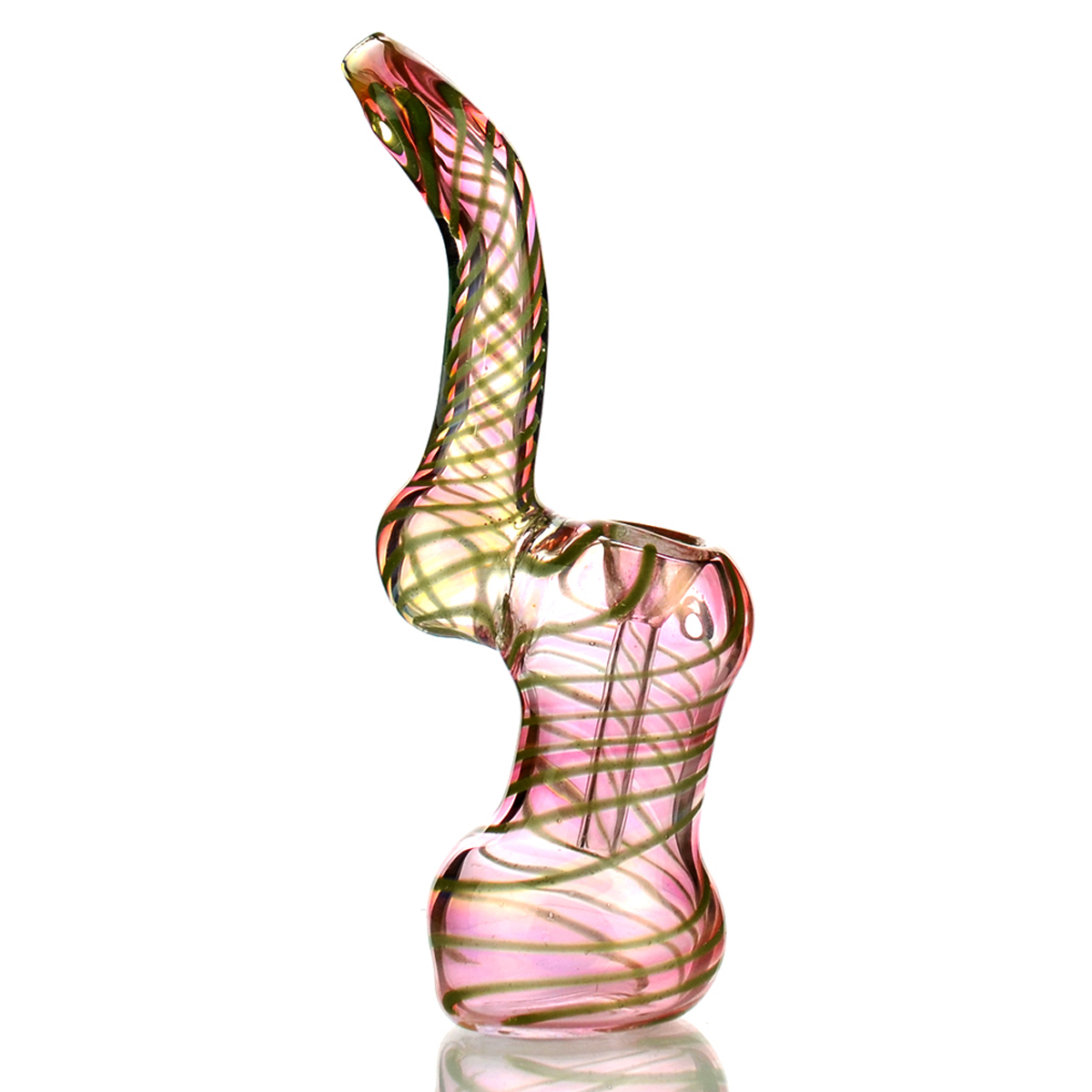 7'' GOLD Fume Glass Bubbler with Swirling Art