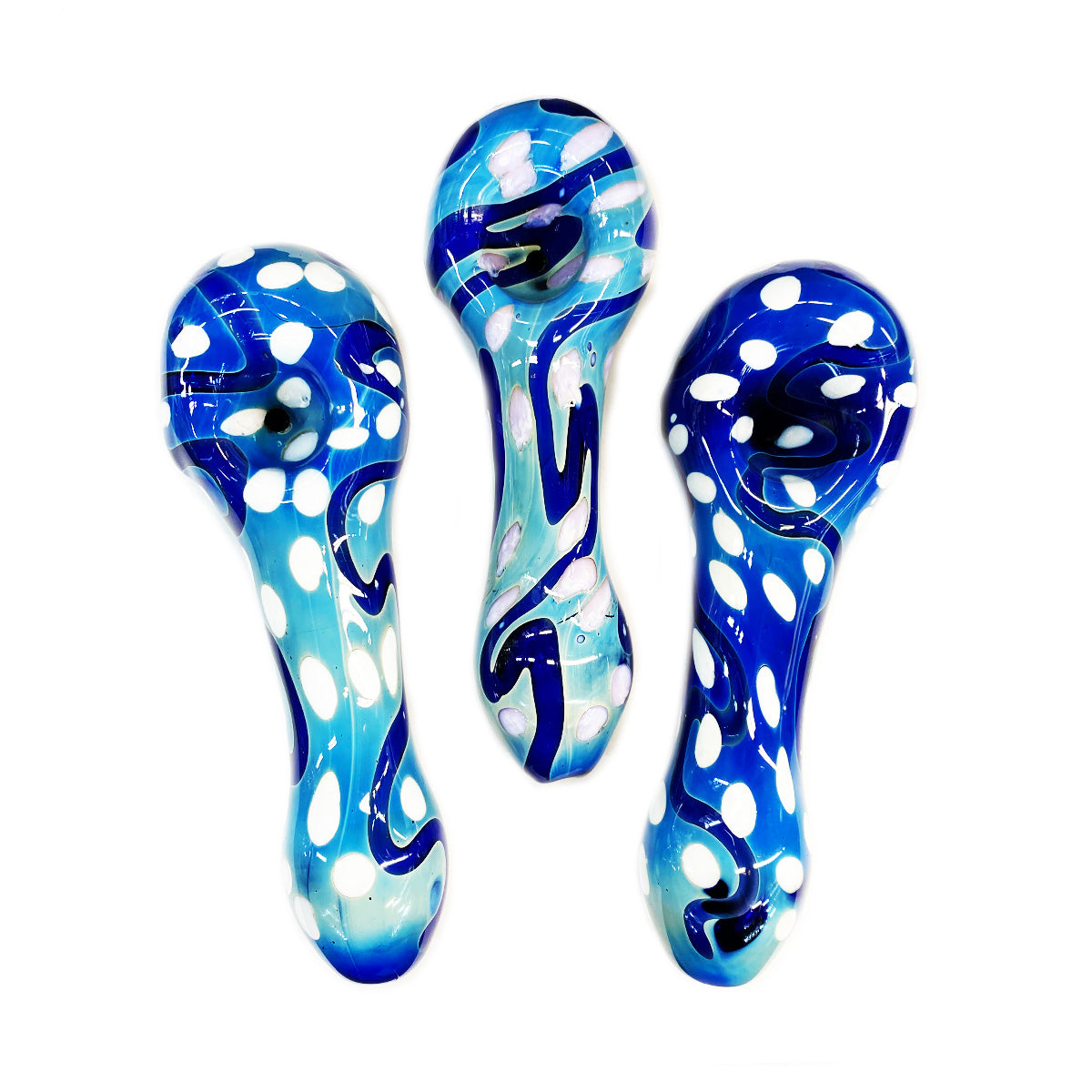 4.5'' Blue Tube Hand PIPE With Dot Art Spoon