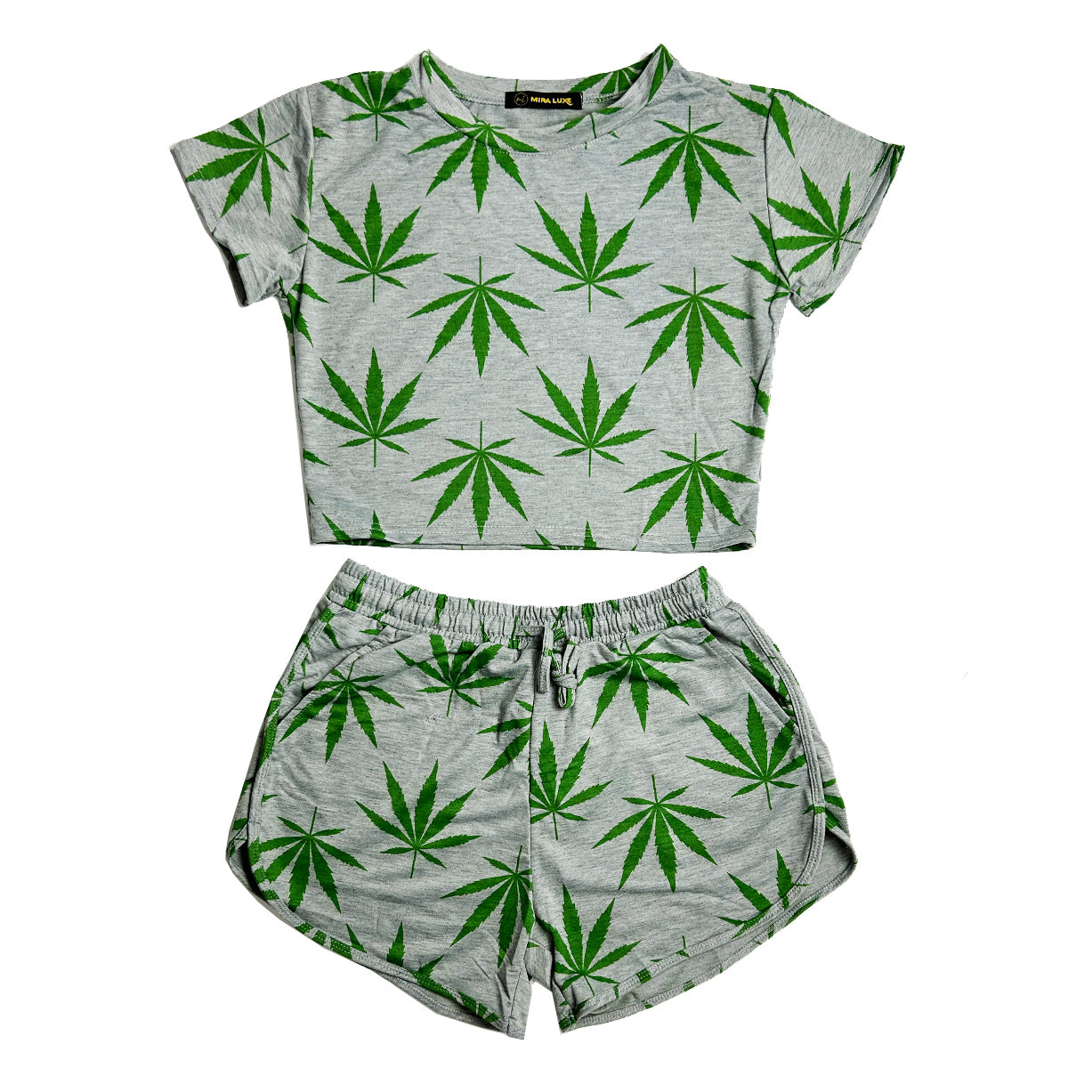 Woman Weed Green Leaf Crop Top with Shorts - Pack of 6 Units 2M, 2L, 2XL