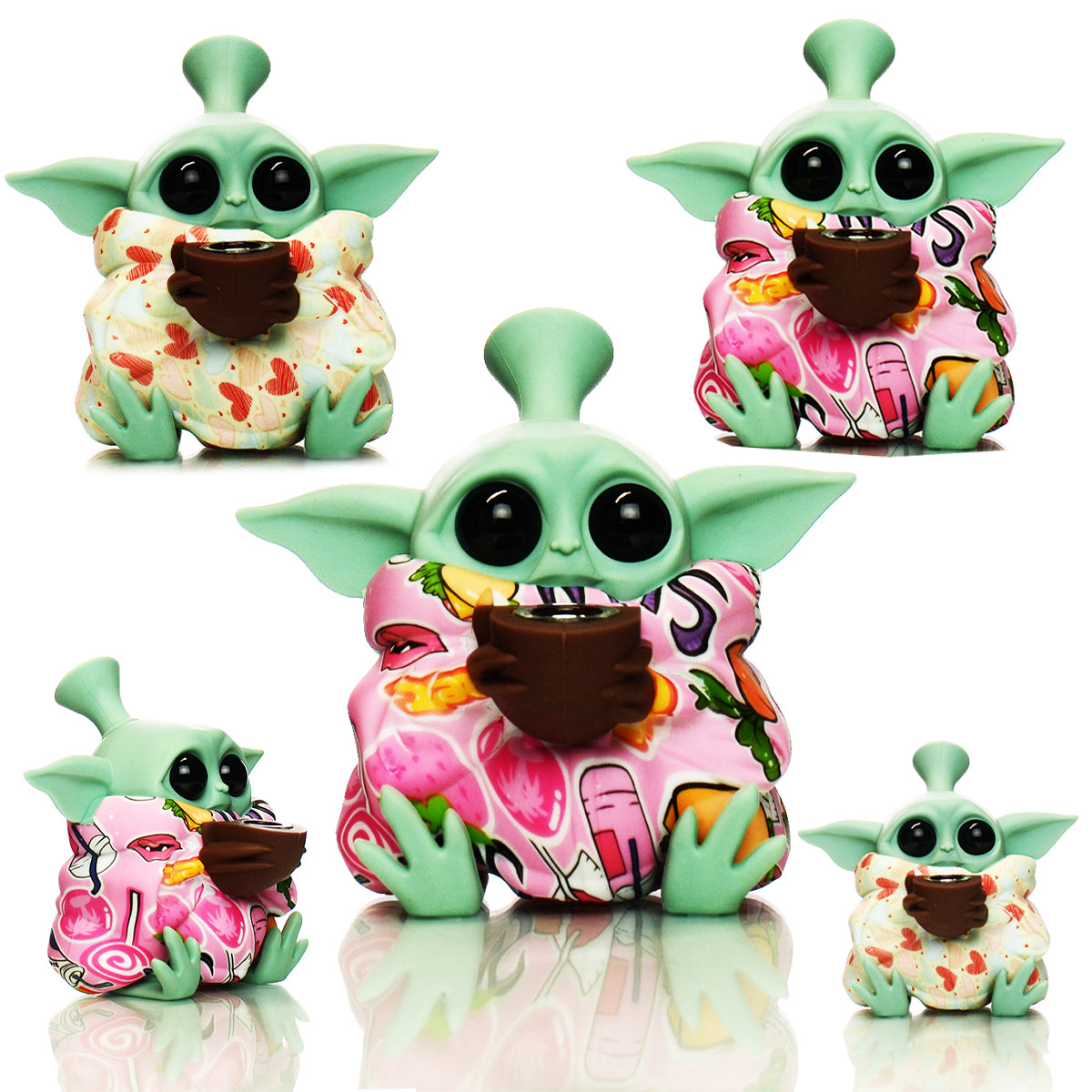 5'' Silicone Yoda WATER PIPE Bong with Different Style Art print