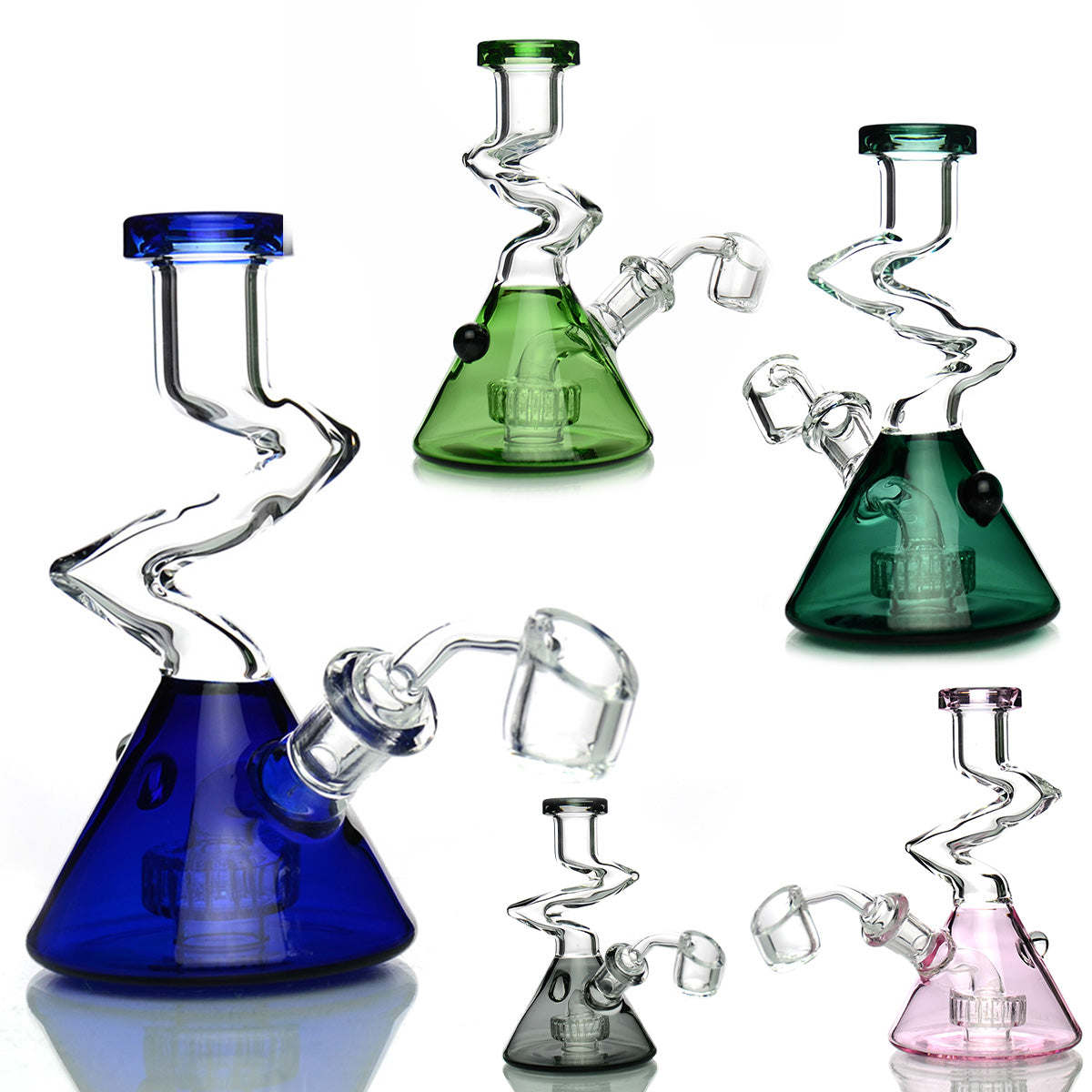 6'' Beaker Rig WATER PIPE with Round Perc and 14mm 45 Male Banger