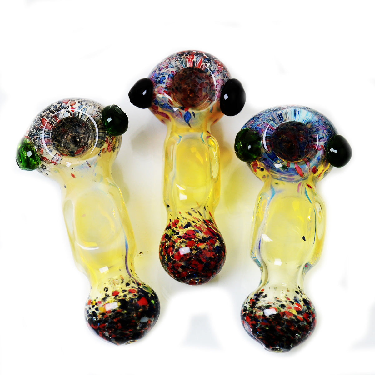 4.5'' Hand PIPE Silver Fumed square GLASS Frited Art