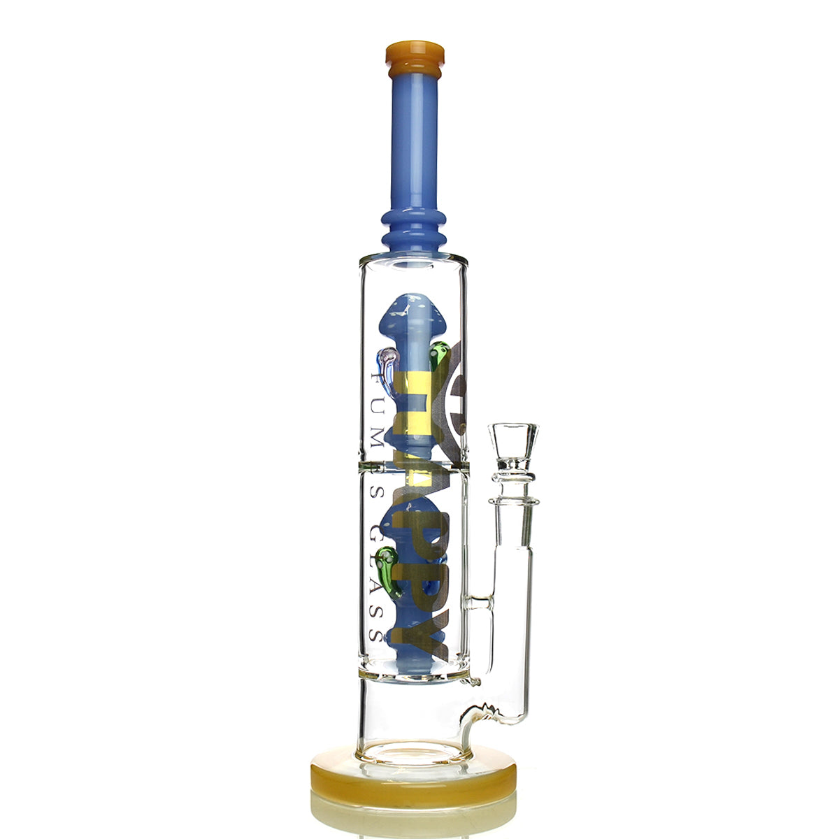 17'' Double Mushroom Chamber WATER PIPE with 18mm Male Bowl - Happy Fumes Glass Brand