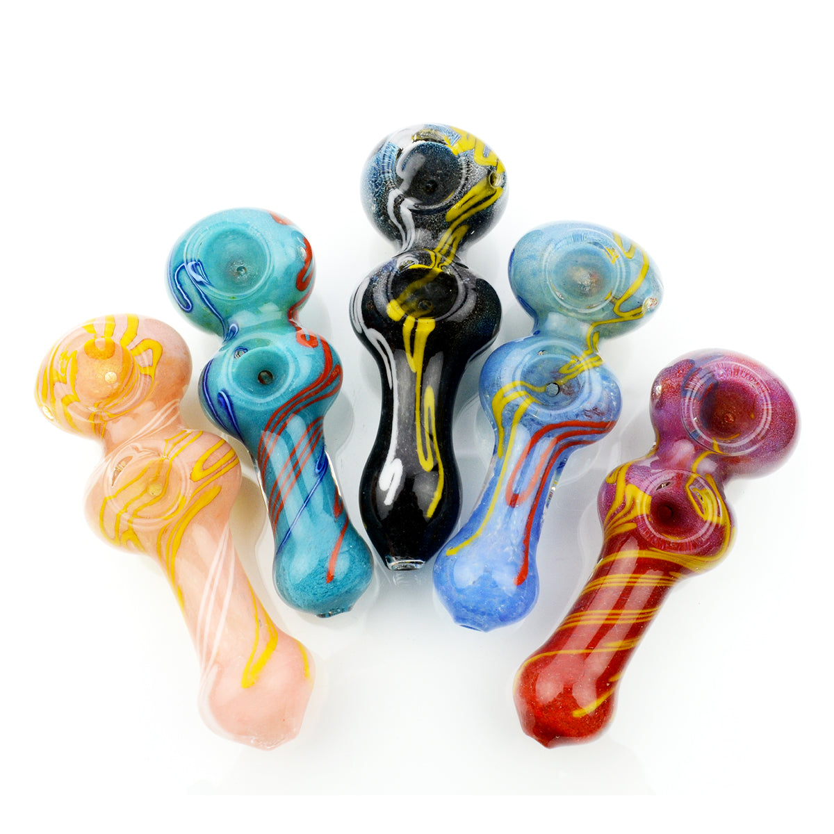 4.5'' Hand PIPE double bowl Color Frit with Color Lines Approx 120 Grams