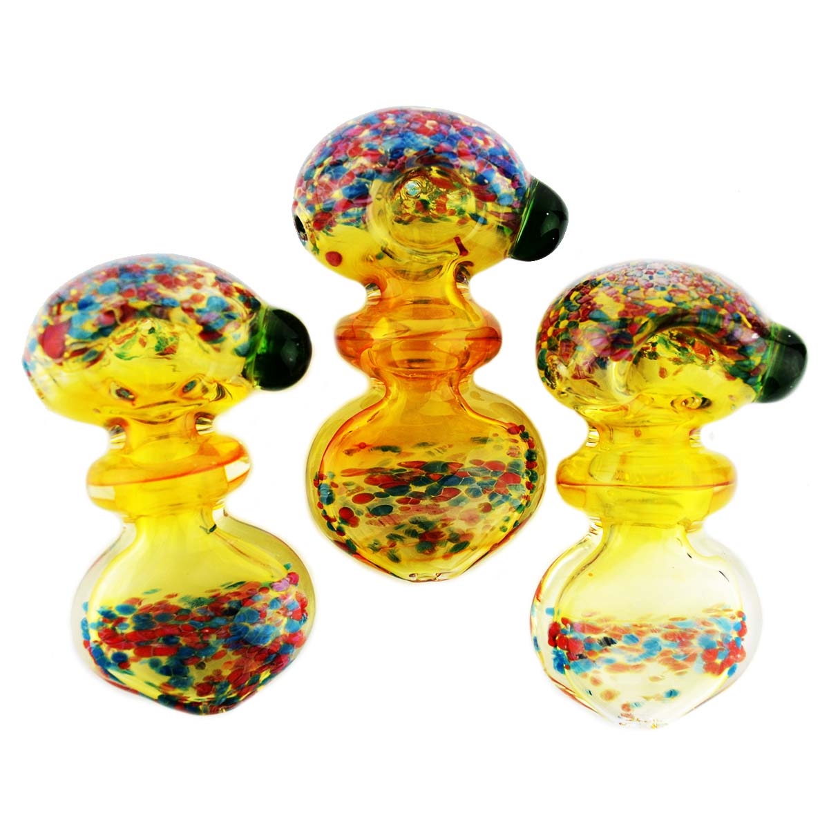 4'' GLASS Fume Hand PIPE with Colorful Frit and Pressed Mouth