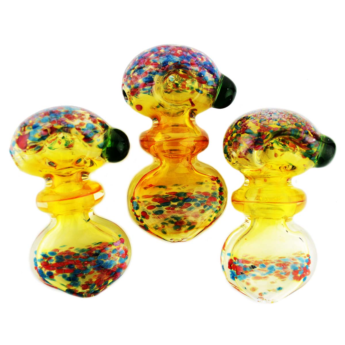 4'' Glass Fume Hand PIPE with Colorful Frit and Pressed Mouth