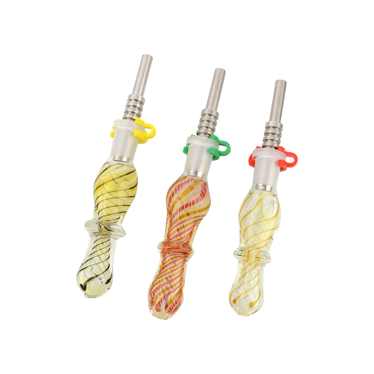 6'' Twisting Art Nectar Collector Concentrate Straw with 14mm Plastic Clip and Titanium NAIL