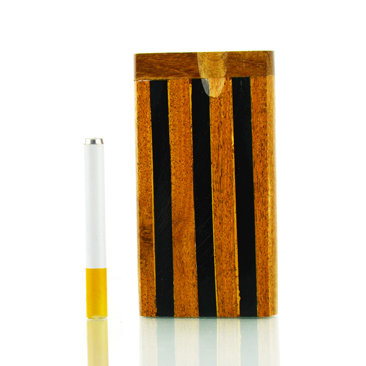 4'' Handmade Wooden Black Stripe Design Dugout Art with 3'' METAL Cigarette