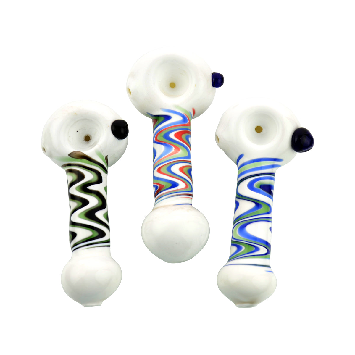 4.5'' Hand PIPE White Tube Zig Zag Art