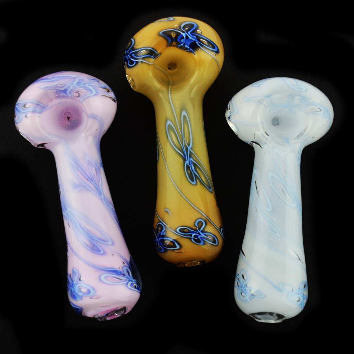4.5'' Inside-Color GLASS Hand PIPE with Flower Design 100g