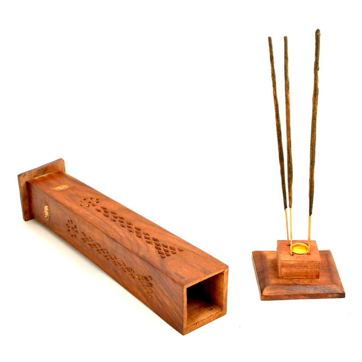 12'' Wooden Tower INCENSE Holder-Holds Four Sticks-Handmade