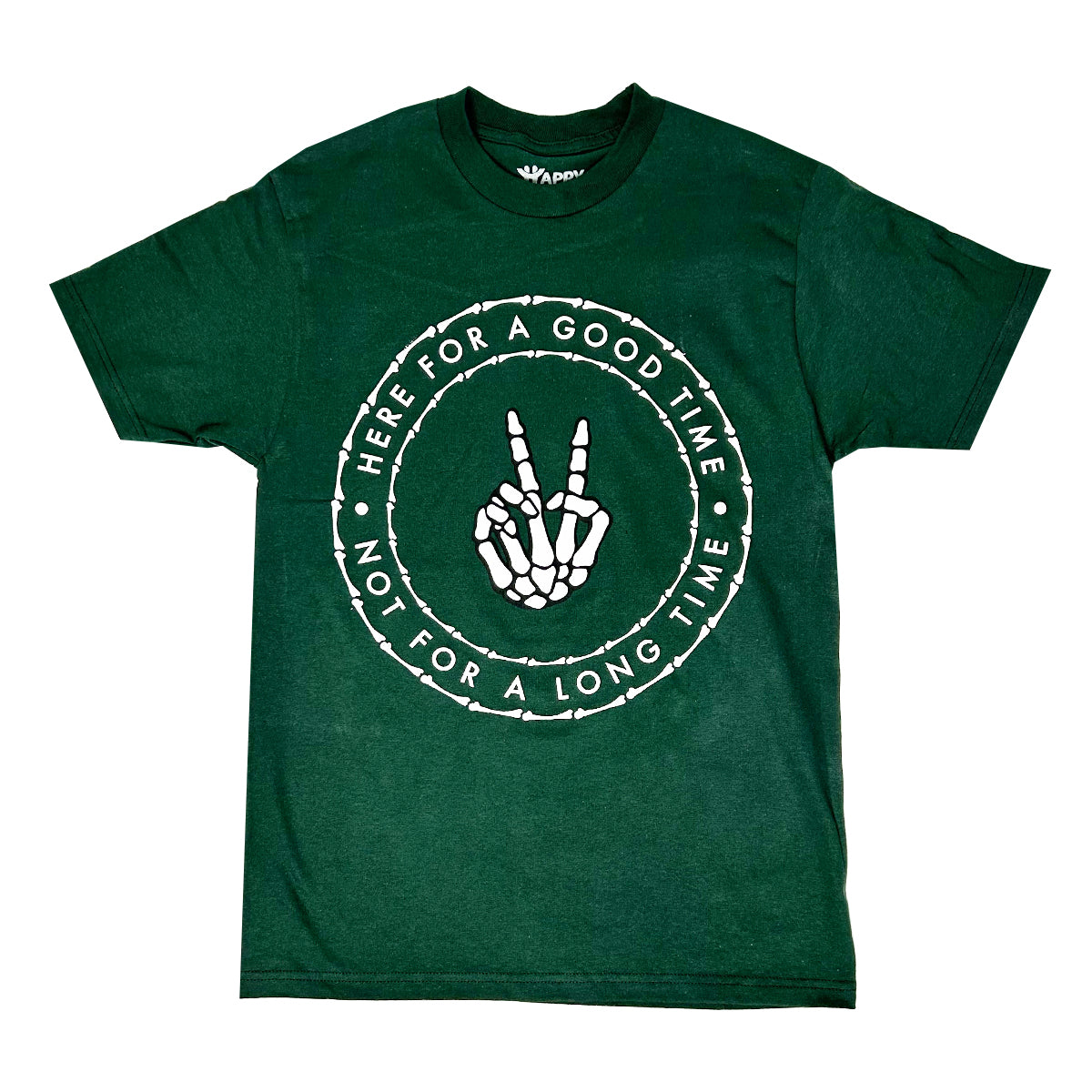 Here For Good Times Green Short Sleeve T-SHIRT 100% Cotton- Pack of 6 Units 1S, 2M, 2L, 1XL