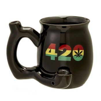 4'' Ceramic Black 420 Mug with Rasta Colors