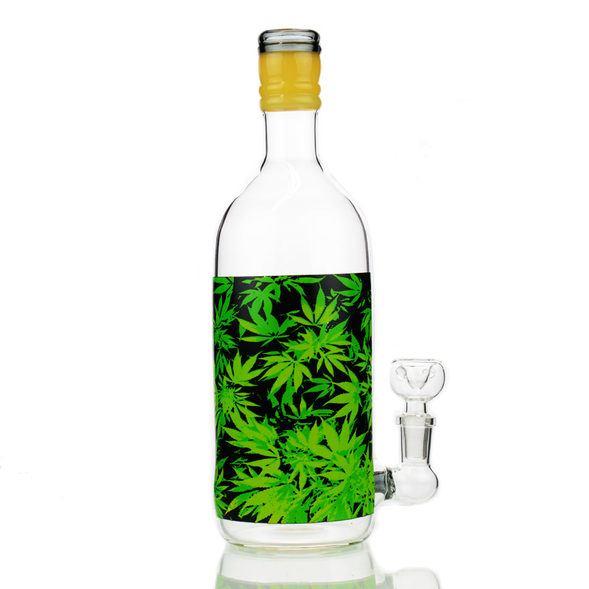 10'' Weed Leaf STICKER Bottle with 14mm Male Bowl Included