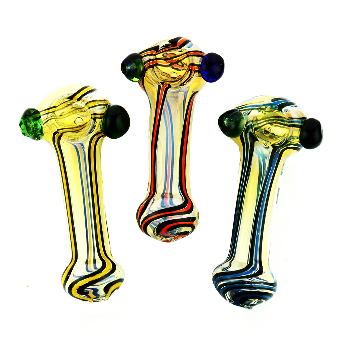 4'' Silver Fume Glass Hand PIPE with Color Lines