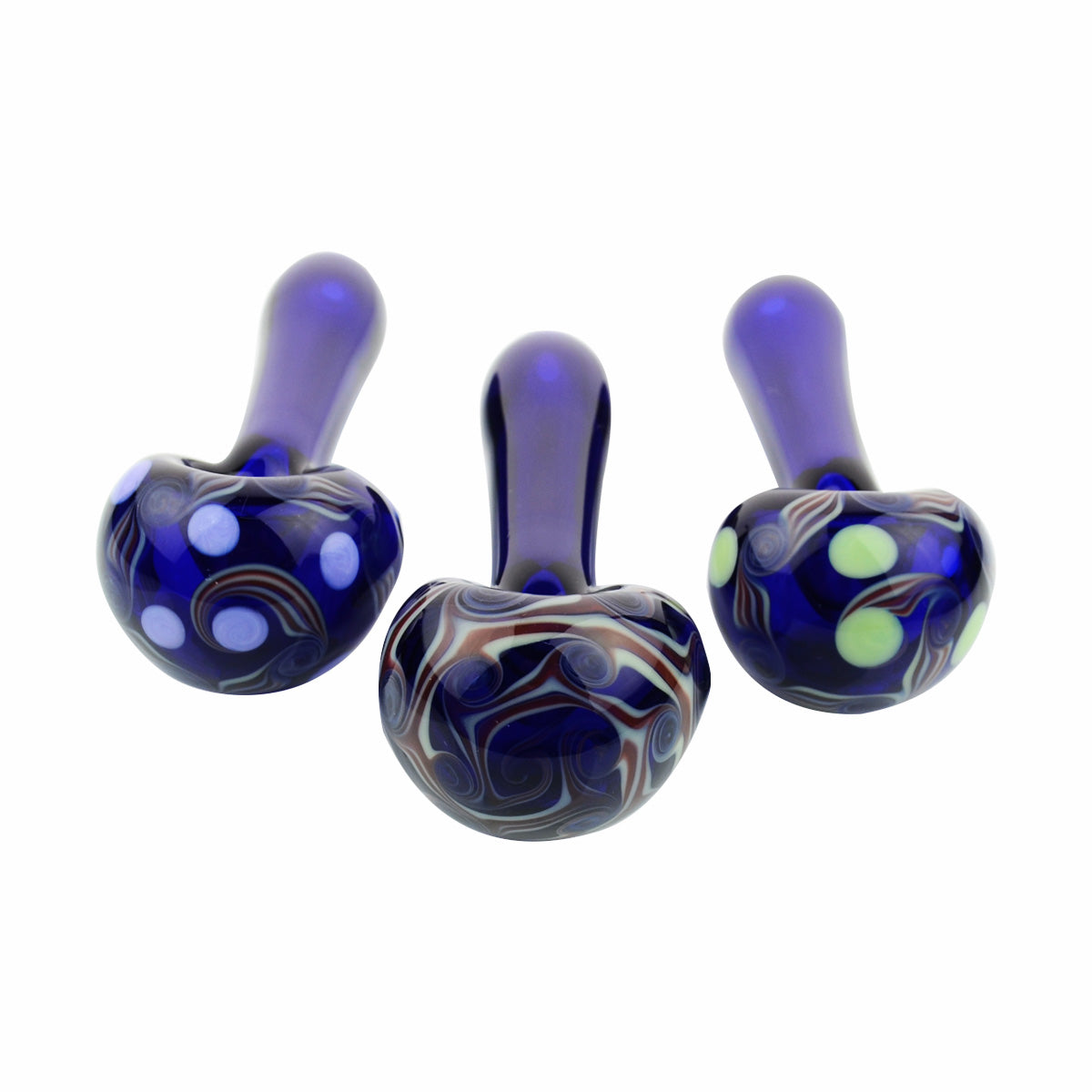 4.5'' American Blue Tube Hand PIPE Dot Fancy Art Head Spoon