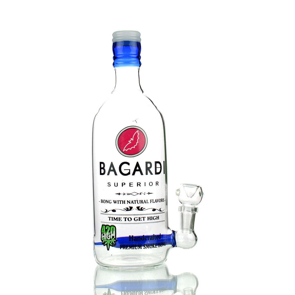 10'' Bacardi liquor Bottle WATER PIPE 14mm Male Bowl Include