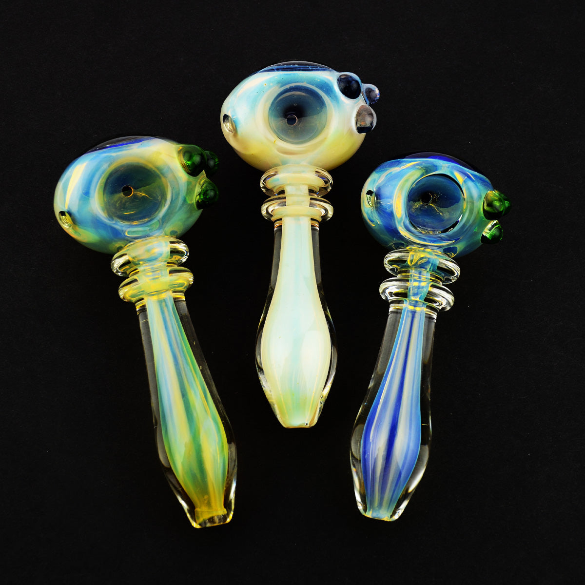 4.5'' American Hand Pipe Silver Fume with Gold Fume STICKER Head